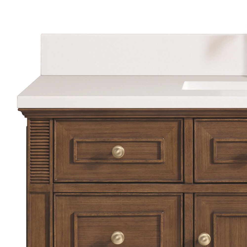 James Martin Vanities Lorelai 48&quot; Single Vanity in Mid-Century Walnut with Single Hole and 3 CM White Zeus Quartz Top &amp; Backsplash, , large