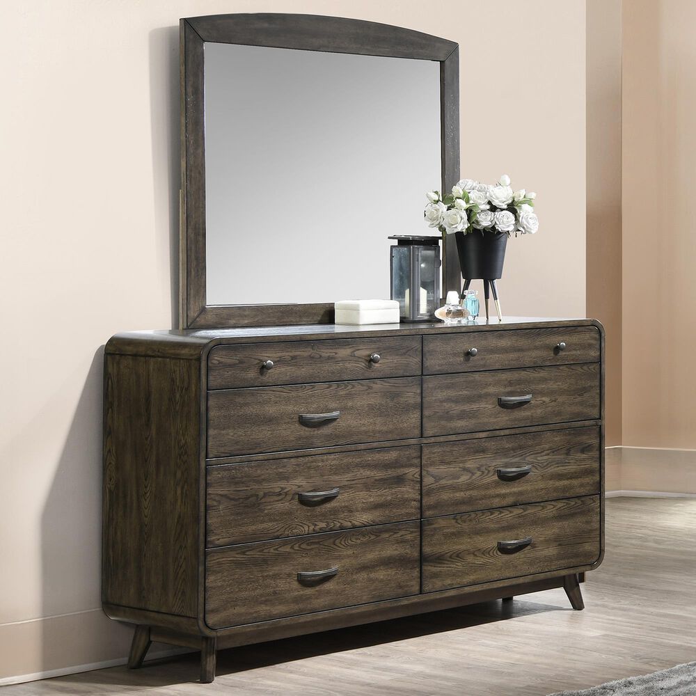 New Heritage Design Rex 8-Drawer Dresser with Mirror in Walnut, , large
