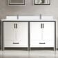 Lexora Home Ziva 60" Double Bathroom Vanity in White with 2 cm White Cultured Marble Top and Rectangular Sinks, , large