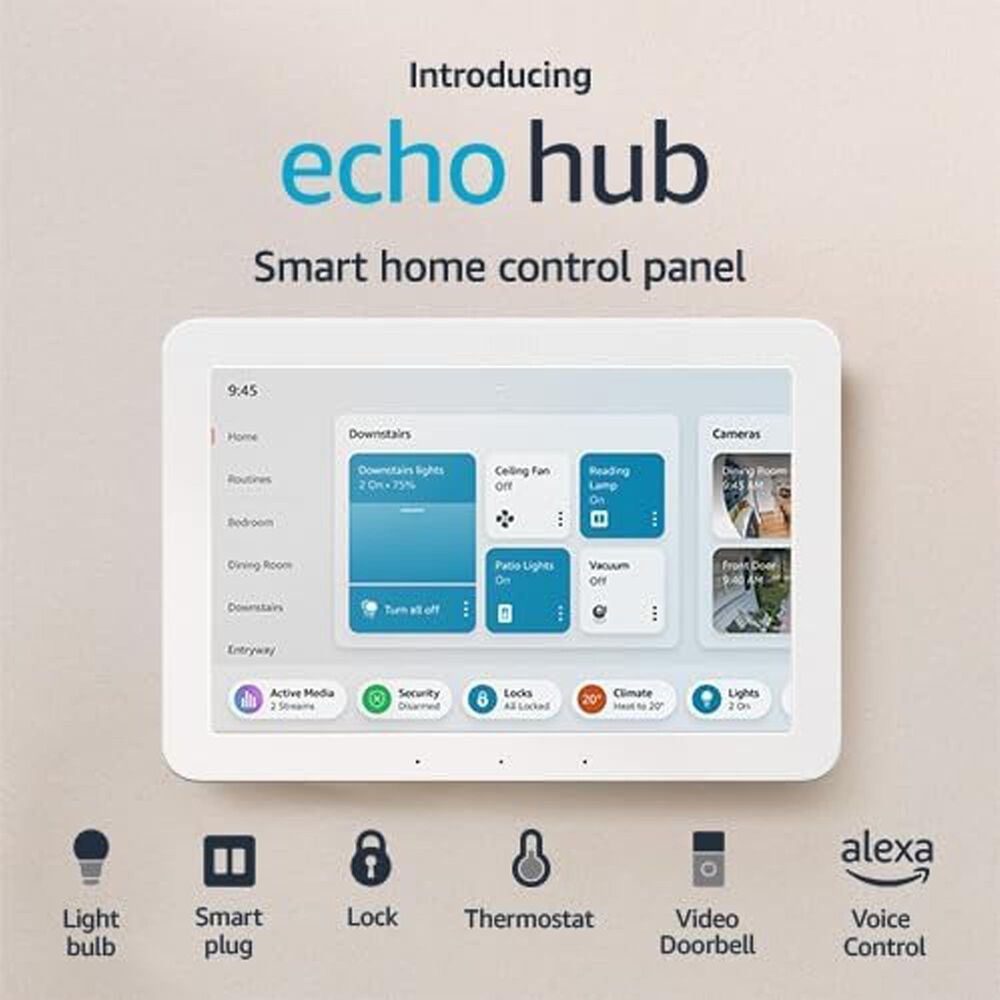 Amazon Echo Hub 8&quot; Smart Home Control Panel with Alexa Assistant in White, , large