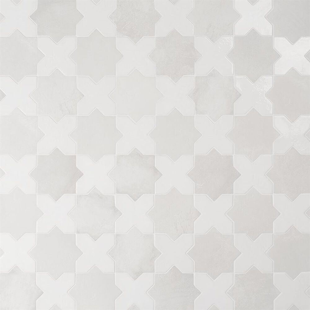 Soho Studio Malta White Star Matte and Cross Polished 6" x 6" Porcelain Tile Kit, , large