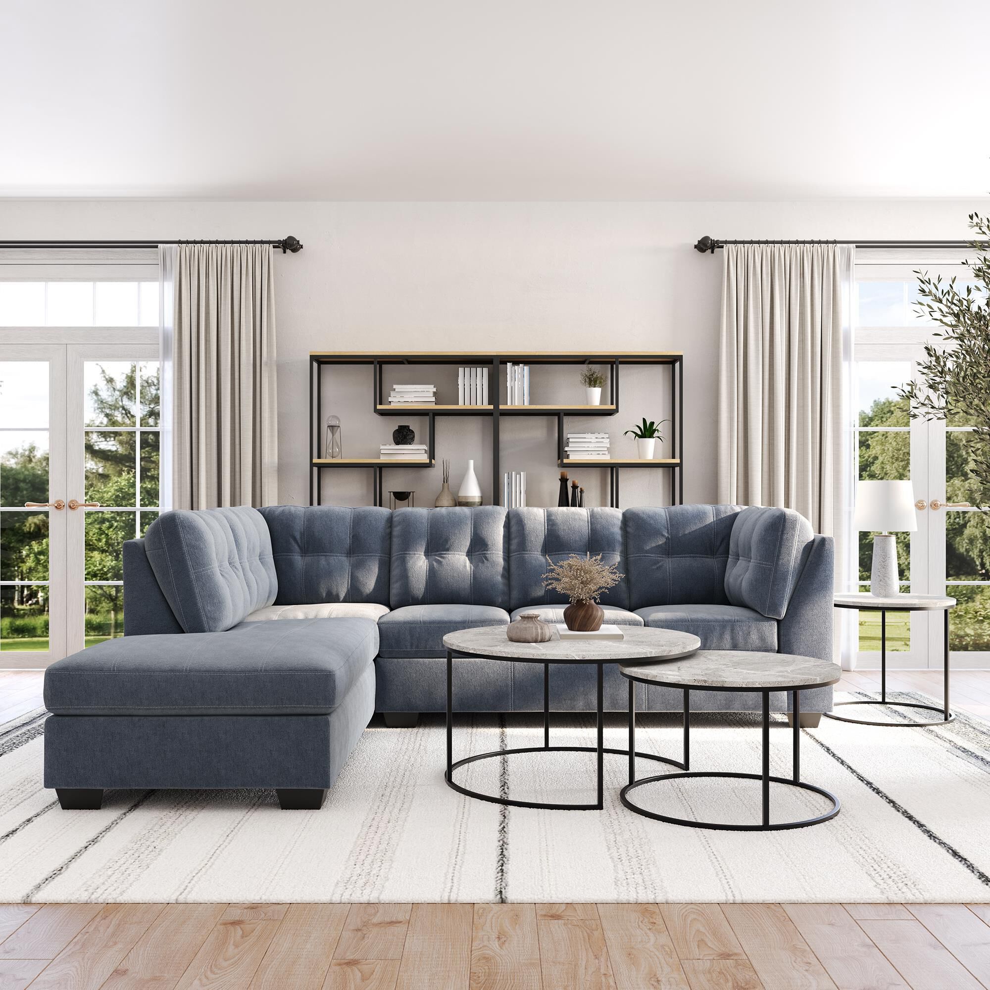 Ashley 5-Piece Living Room Set in Denim