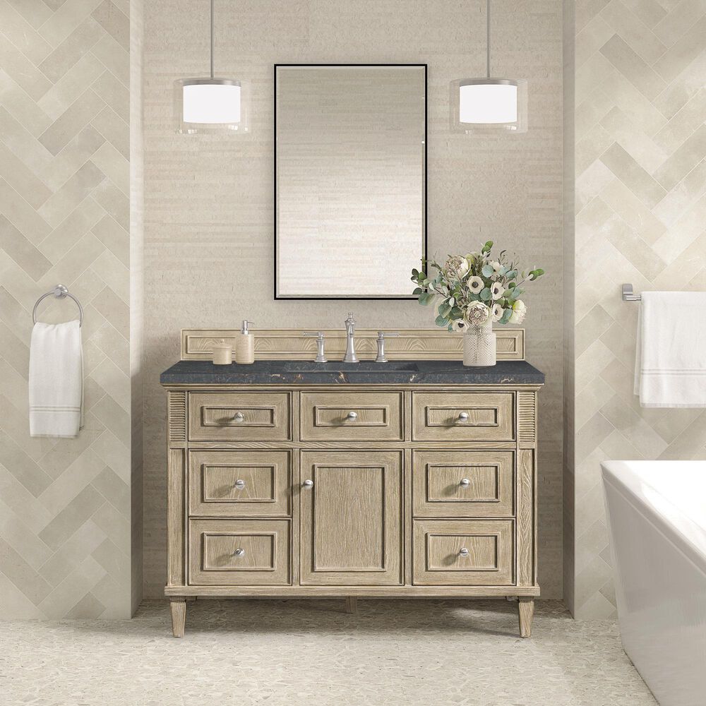 James Martin Vanities Lorelai 48&quot; Single Vanity in Whitewashed Oak with 3 cm Parisien Bleu Quartz Top, , large