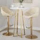 LumiSource Fabrico Swivel Adjustable Bar Stool with Cream Faux Leather Upholstery and Rounded T Footrest in Gold (Set of 2), , large