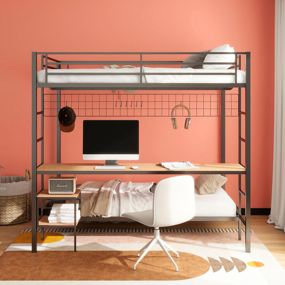 Pacific Landing Bettoni Full Over Twin Bunk Bed in Matte Black, , large