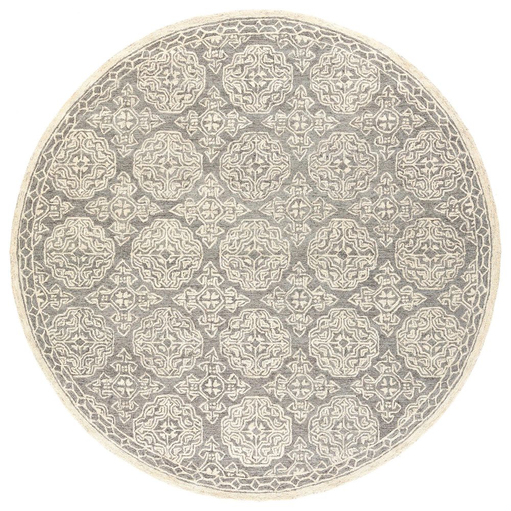 Surya Granada GND-2304 8' Round Medium Gray, Beige and Charcoal Area Rug, , large