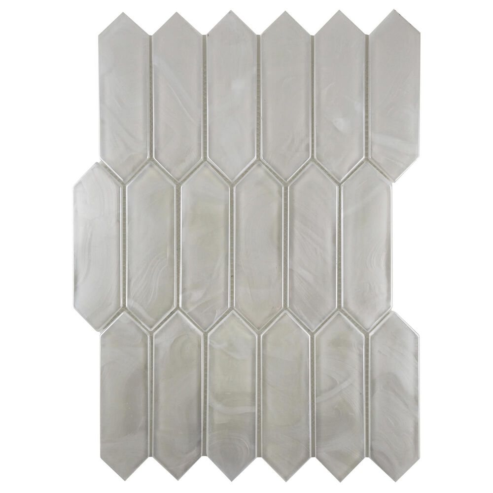 Emser Splash White 10" x 14" Picket Glass Mosaic Sheet, , large