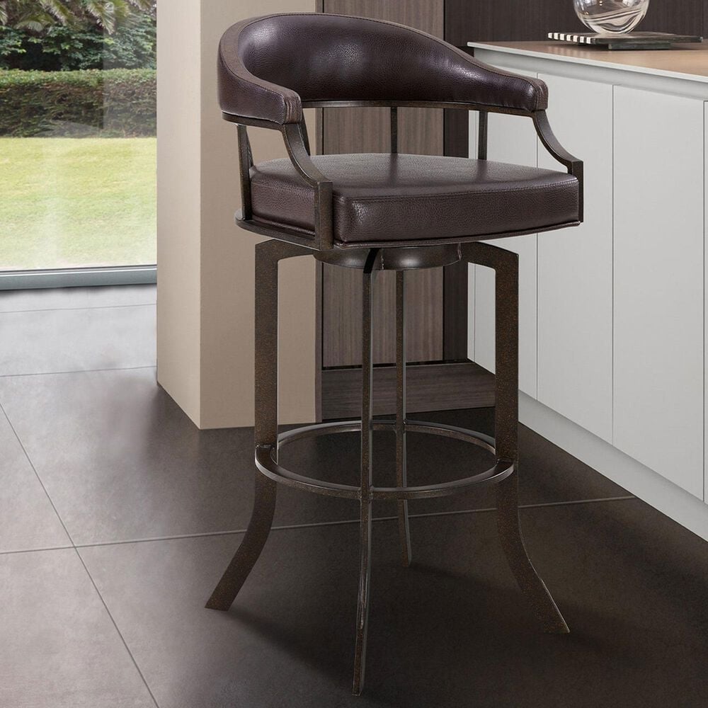 Blue River Edy Swivel Metal and Faux Leather Counter Stool in Auburn Bay, , large