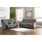 Benchcraft Coombs Double Power Reclining Loveseat with Console in Charcoal, , large