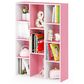HOMLUX 11-Cube Reversible Open Shelf Bookshelf in White and Pink, , large