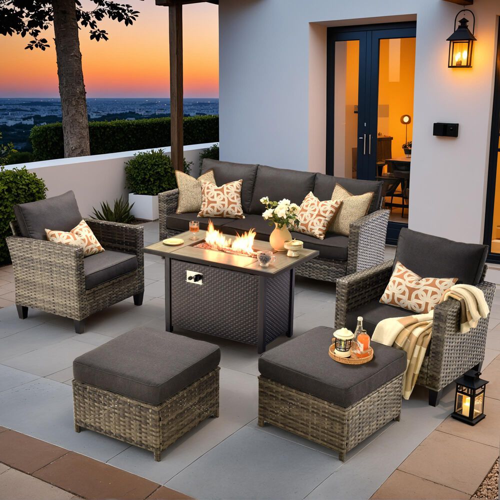 HOMLUX 6-Piece Patio Set in Black, , large
