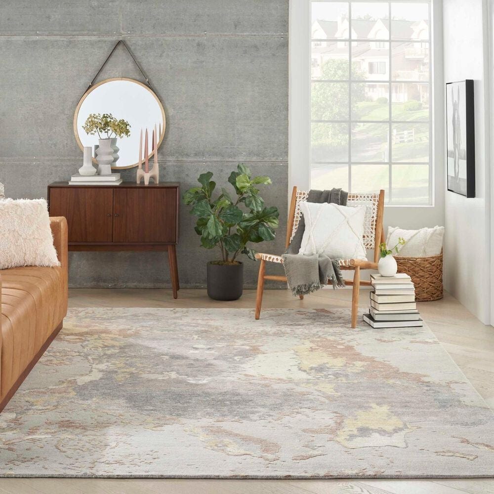Nourison Silk Shadows SHA20 9&#39;9&quot; x 13&#39;9&quot; Silver Area Rug, , large