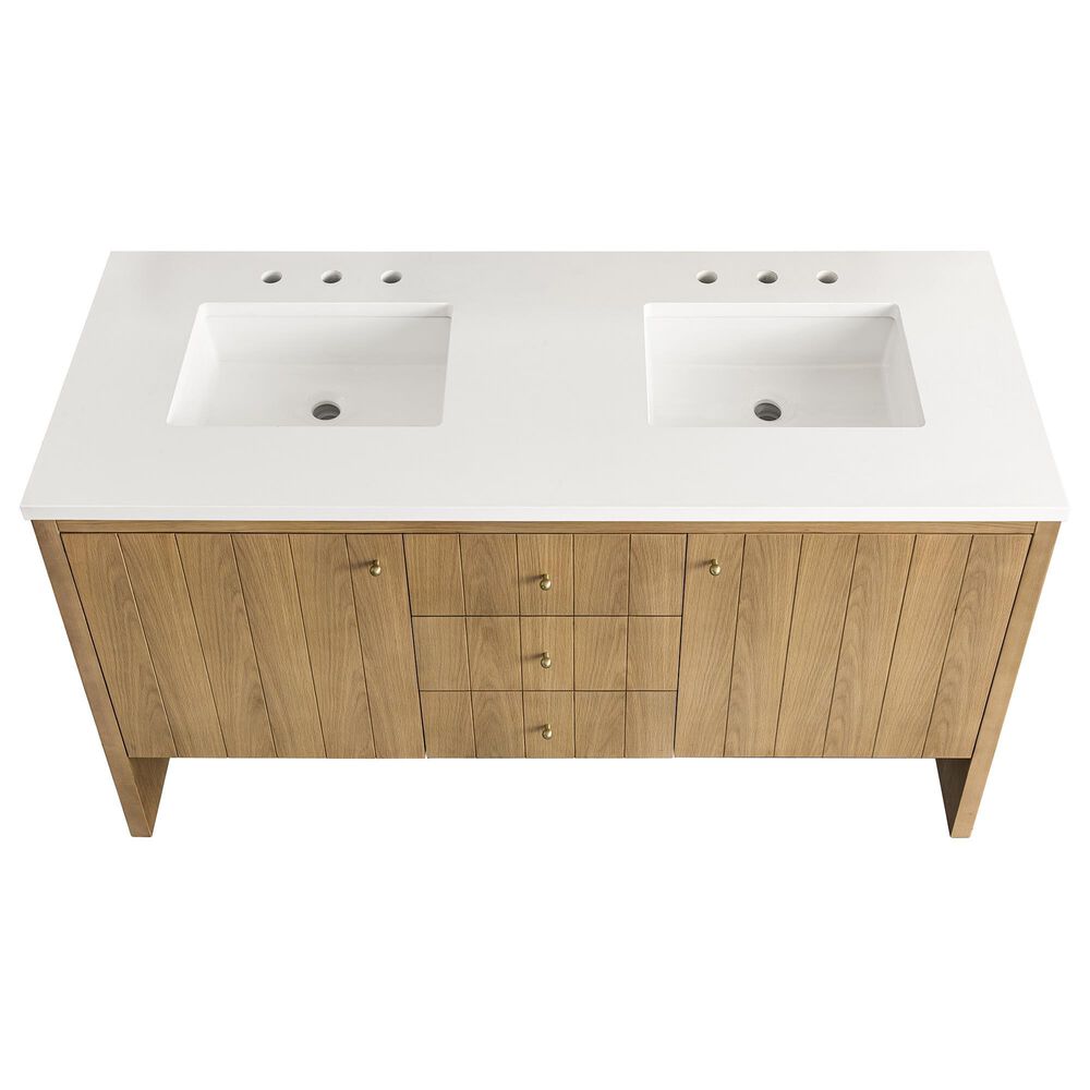 James Martin Vanities Hudson 60" Double Bathroom Vanity Cabinet in Light Natural Oak, , large