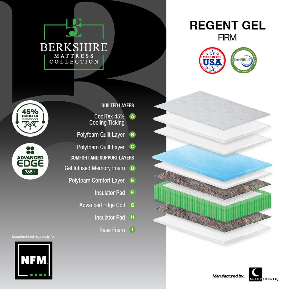 Sleeptronic Berkshire Regent Gel II Extra Firm Twin Mattress, , large