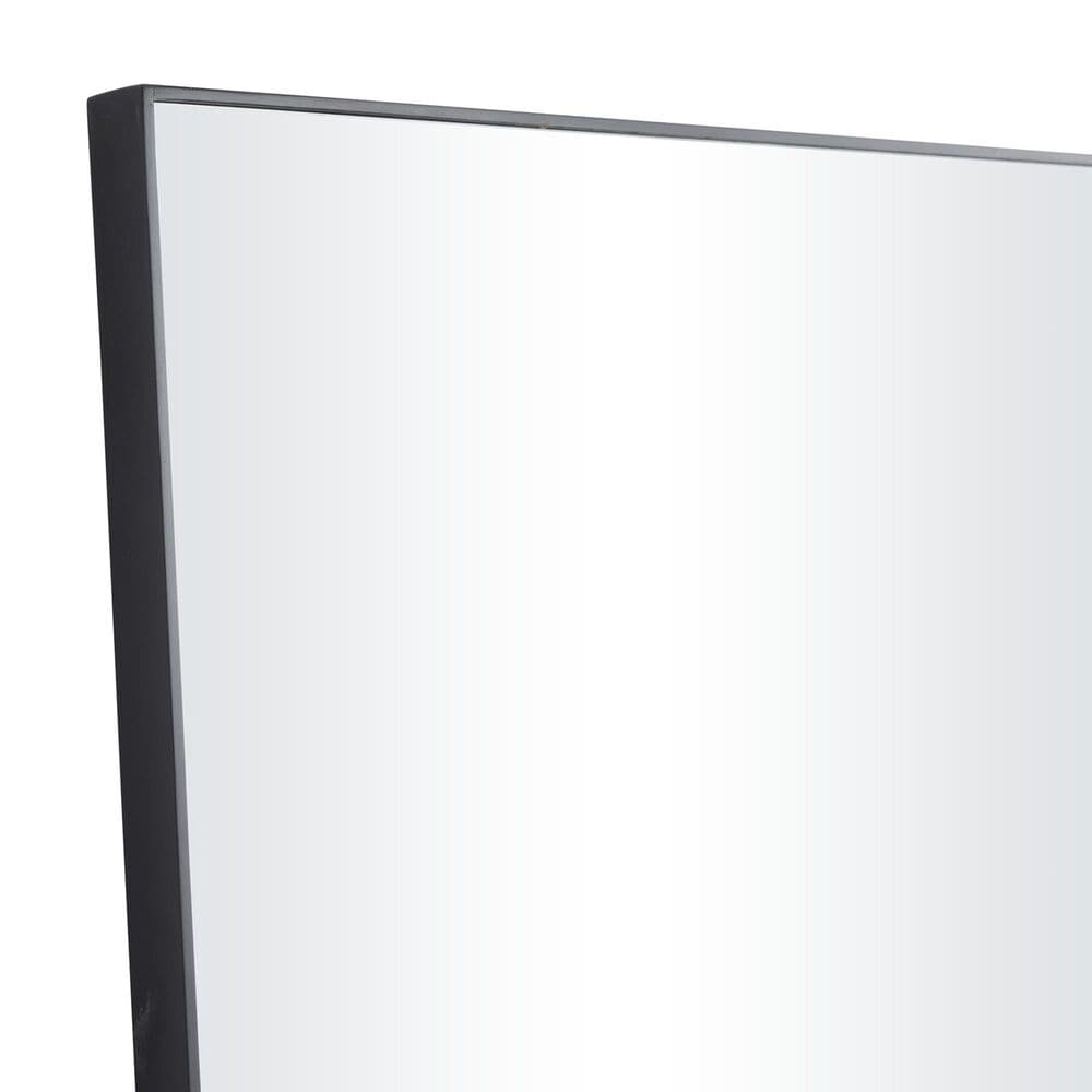 Maple and Jade 32&quot; x 18&quot; Wood Rectangular Wall Mirror with Thin Frame in Black, , large