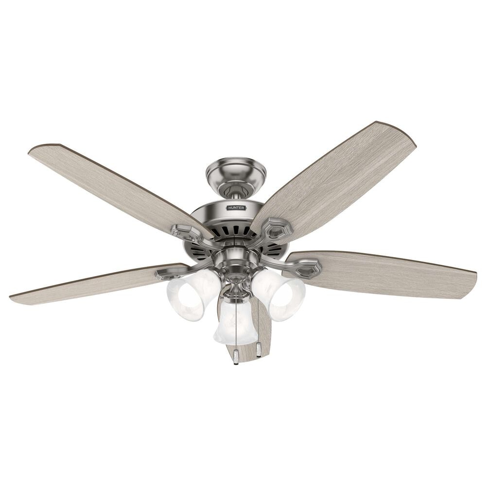 Hunter Builder Plus 52" Ceiling Fan with Lights in Brushed Nickel, , large