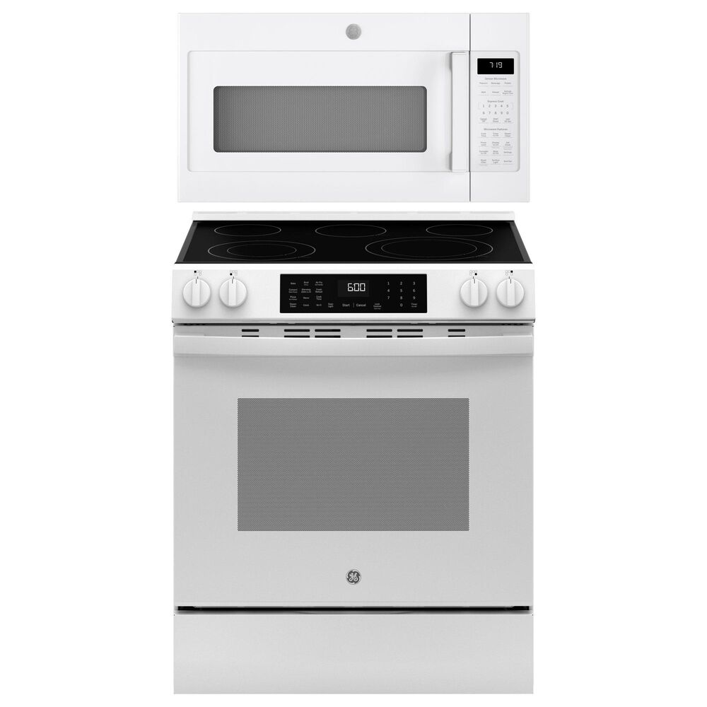 GE Appliances 2-Piece Kitchen Packages with 30" Slide-In Electric Range and 1.9 Cu. Ft. Over-the-Range Microwave Oven in White, , large