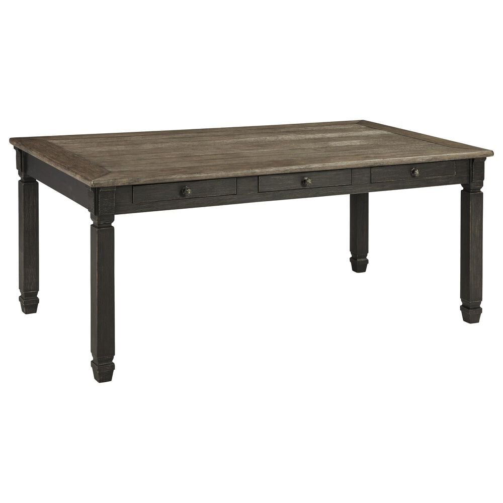 Ashley Tyler Creek 3-Drawer Dining Table in Antique Black and Weathered Oak - Table Only, , large