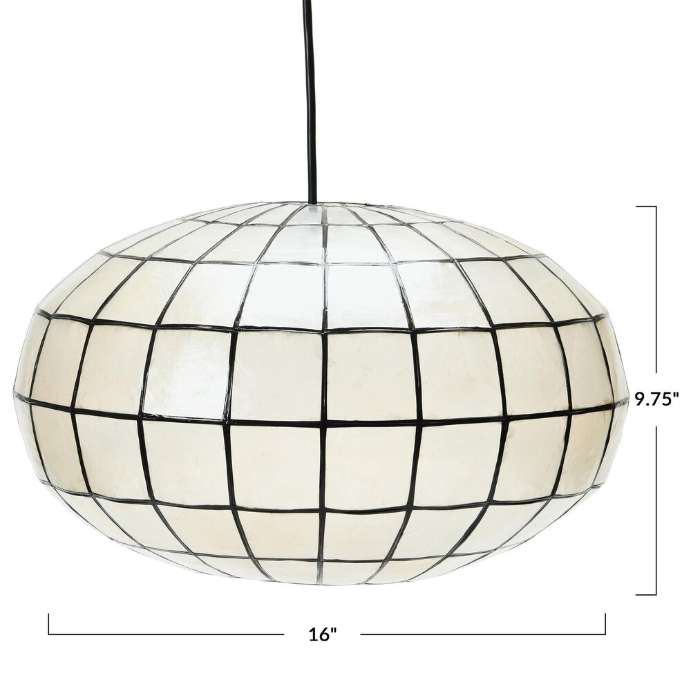 Creative Coop Ollie 1-Light Ceiling Light with White and Black Shade, , large
