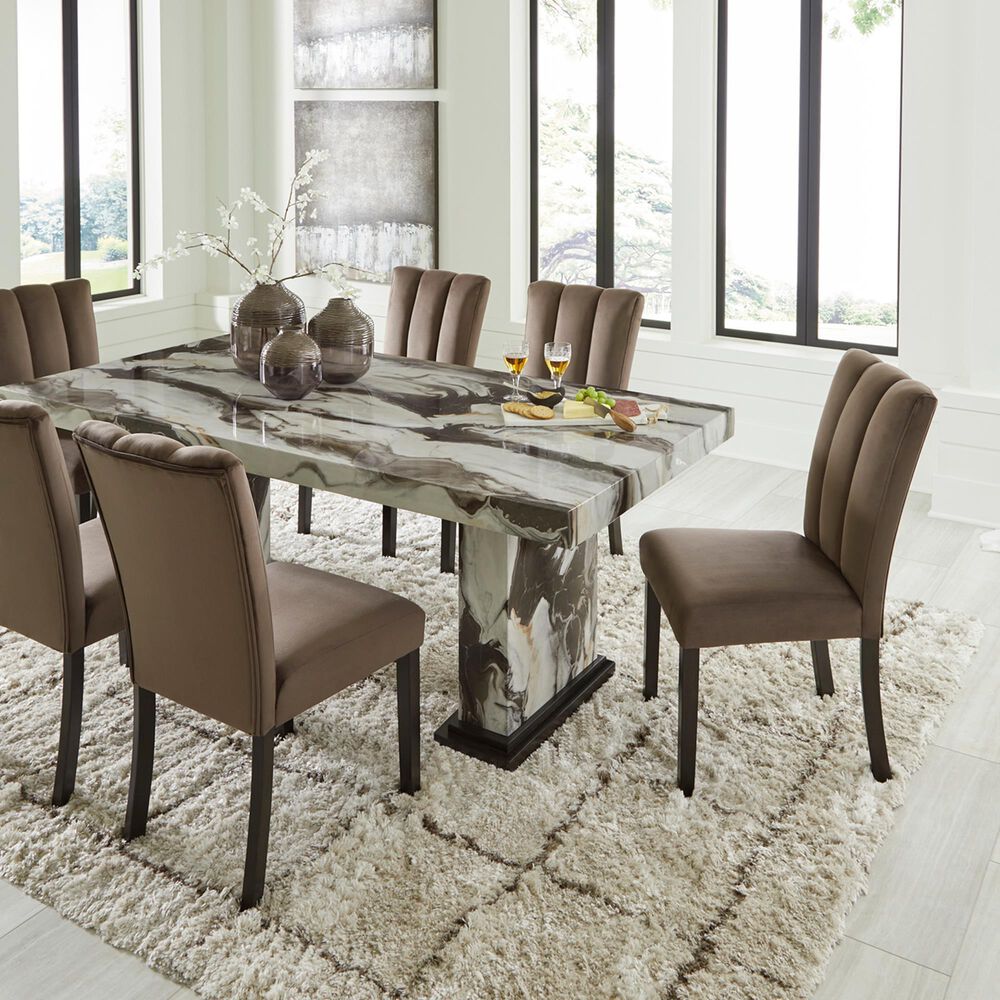 Ashley Jeshina Dining Table in Dark Brown and Beige - Table Only, , large