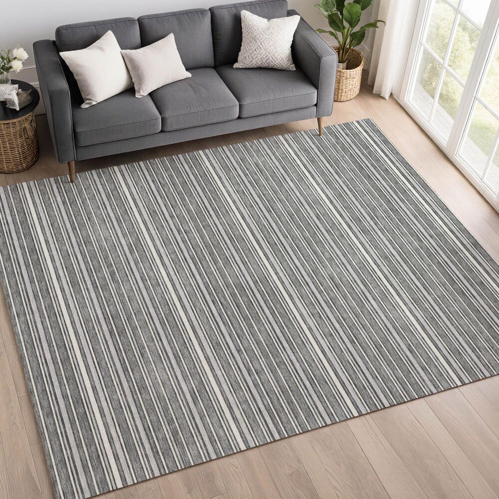 Dalyn Rug Company Soft Essentials Striped Gray 3' x 5' Indoor/Outdoor Area Rug, , large