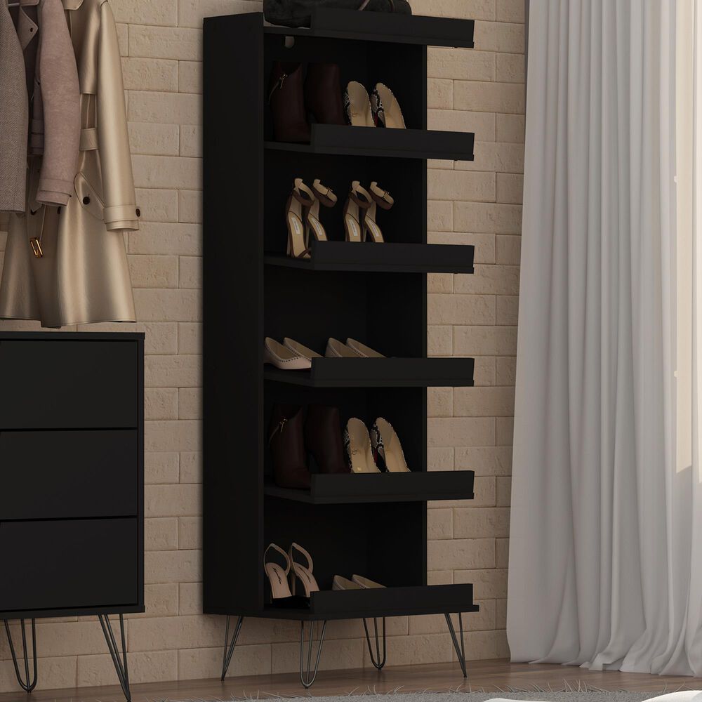 Dayton Rockefeller 6-Shelf Shoe Storage Rack in Black, , large