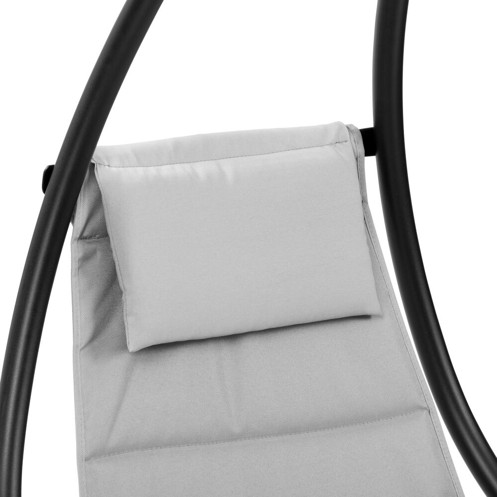 CorLiving Kingsley Chaise Lounge Chair with Canopy in Light Grey, , large