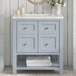 James Martin Vanities Breckenridge 30" Single Bathroom Vanity in Serenity Blue with 3 cm Victorian Silver Quartz Top and Rectangular Sink, , large
