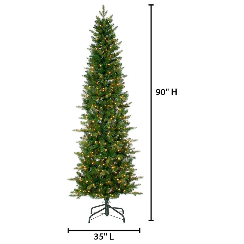 The Gerson Company 7.5&#39; Pre-Lit Artificial Natural Cut Narrow Saginaw Spruce with Multicolored Lights in Green, , large