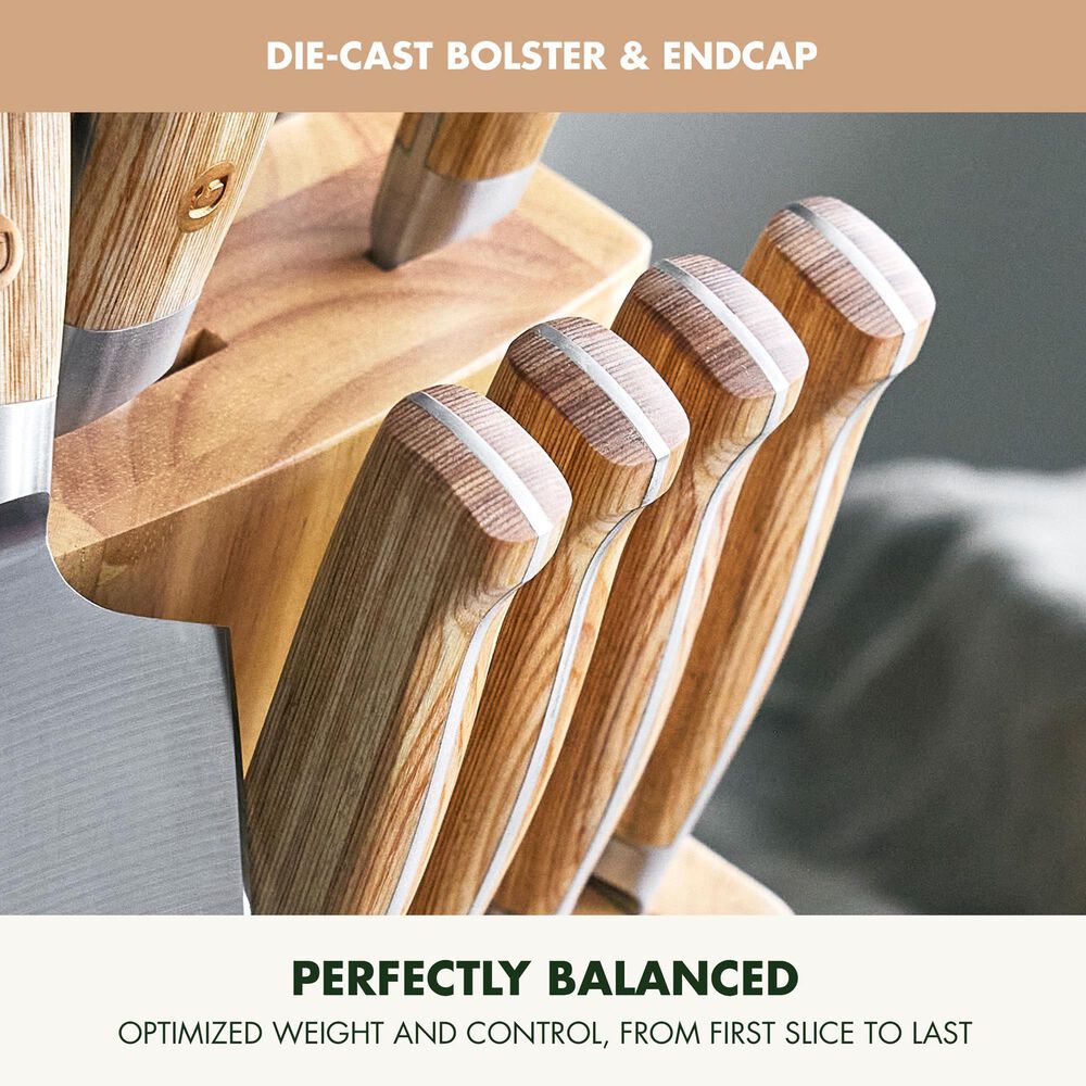 Green Pan Elite Cutlery 13-Piece Knife Block Set in Light Pakka, , large