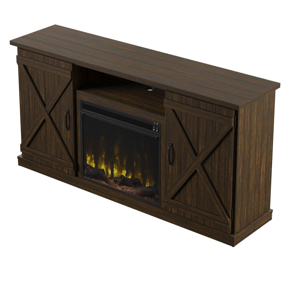 Classic Flame Twin Star 64&quot; Barndoor Fireplace in Saw Cut Espresso, , large