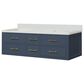 Lexora Home Castor 60" Double Bathroom Vanity in Blue with 2 cm White Cultured Marble Top and Rectangular Sinks, , large