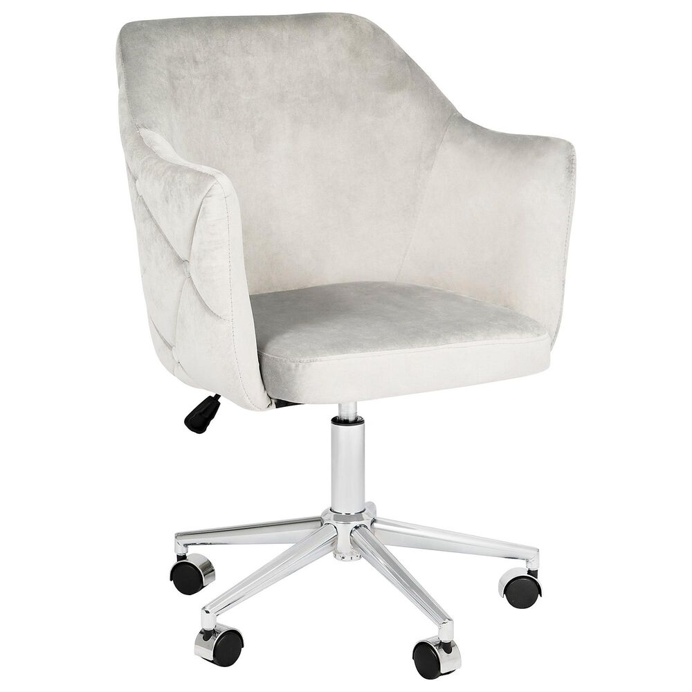 Impressions Vanity Pearl Tufted Vanity Chair with Cool Grey Cushion in Silver, , large