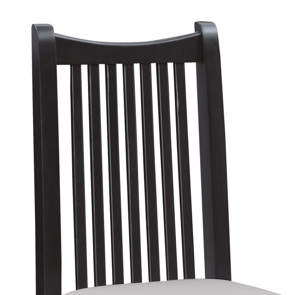 Linon Home Decor Bonnie Side Chair with Light Grey Faux Leather Cushion in Black (Set of 2), , large