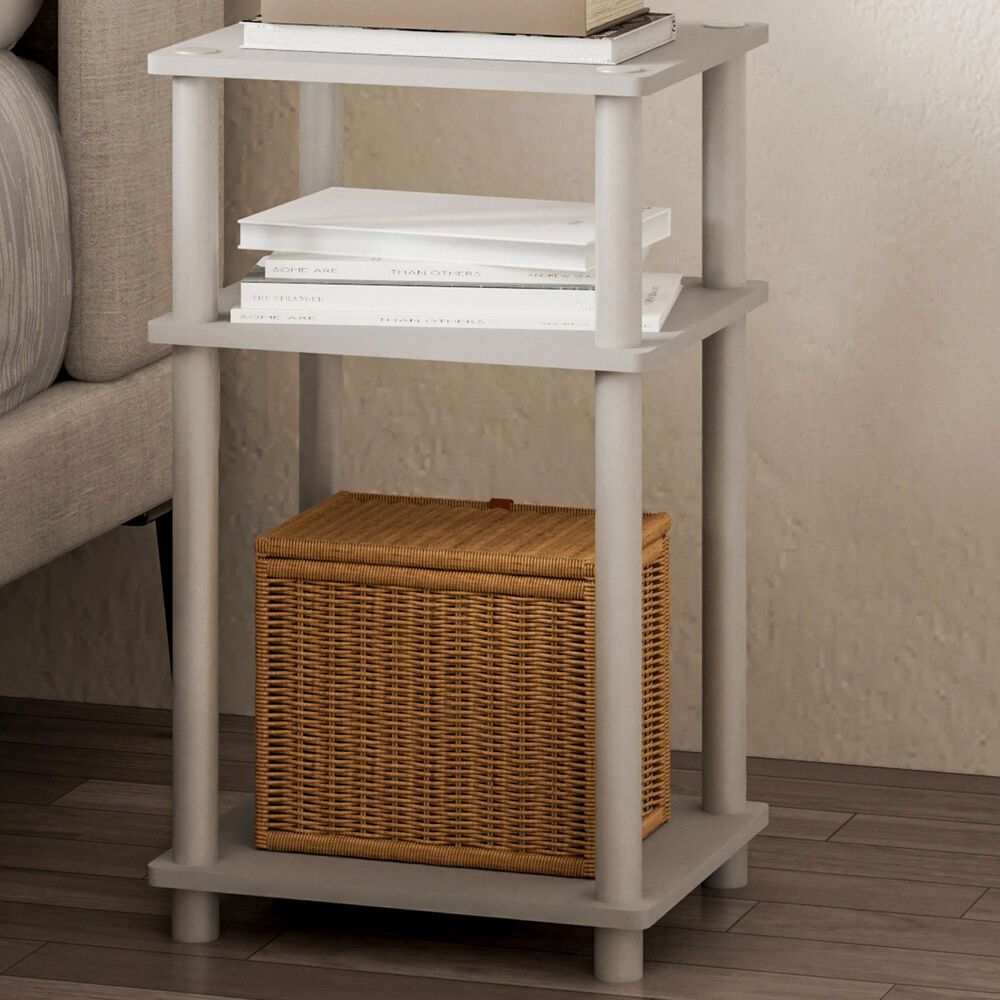 HOMLUX 3-Tier End Table in White, , large
