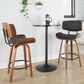 LumiSource Lombardi 26" Swivel Counter Stool with Black Faux Leather Upholstery in Walnut and Black (Set of 2), , large
