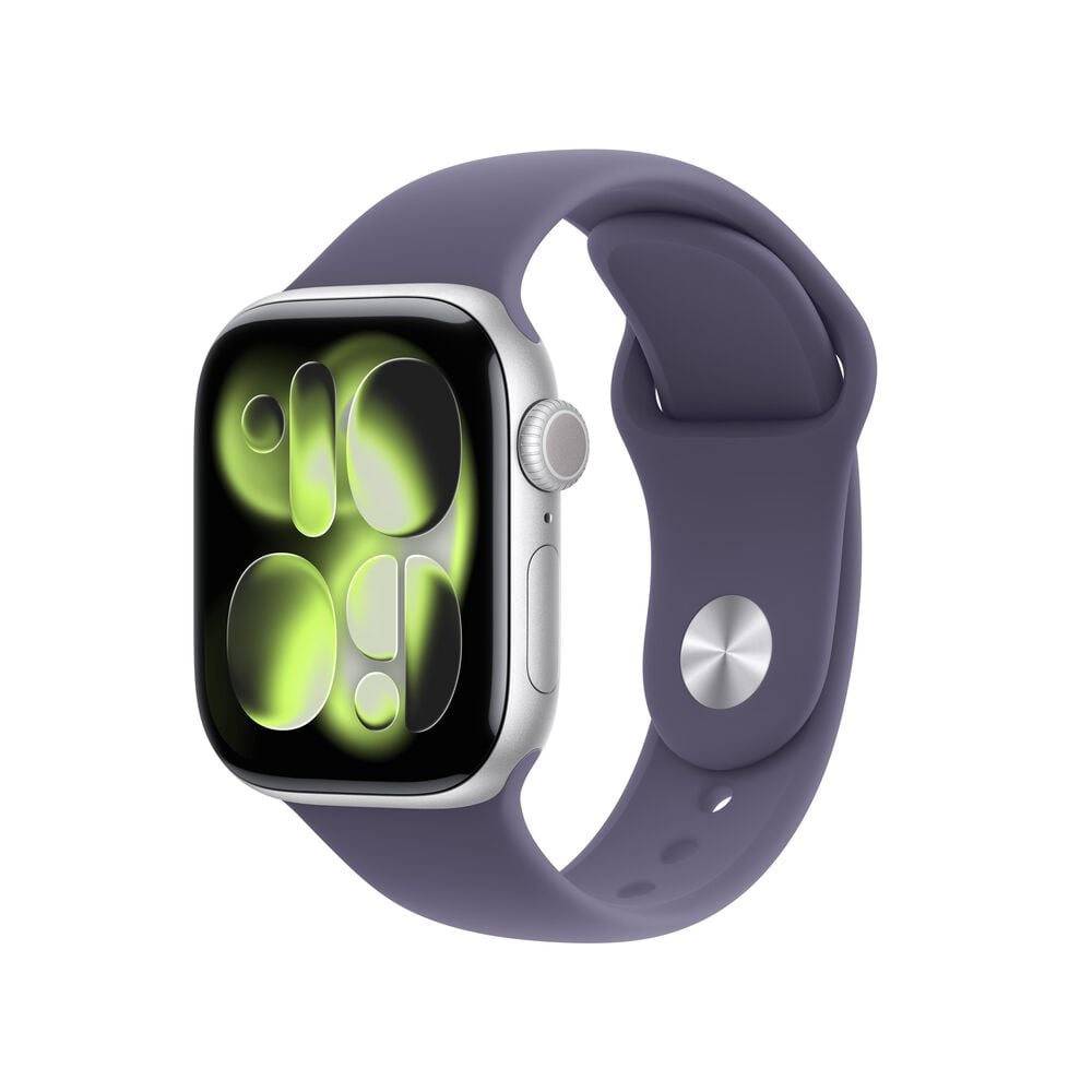 Apple Watch Series 11 (GPS) 42mm Silver Aluminum Case with Purple Fog Sport Band - S/M - (2025), , large