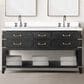 Lexora Home Norwalk 60" Double Bathroom Vanity in Black Oak with White Cultured Marble Top  and Rectangle Sink, , large
