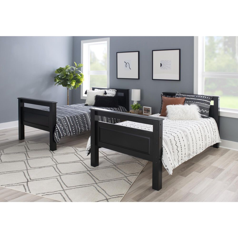 Linon Home Decor Beckett Twin Over Twin Bunk Bed in Black, , large