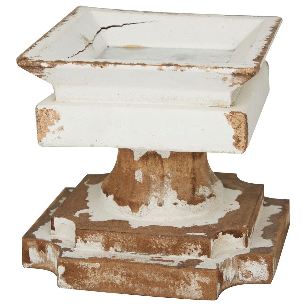 Maple and Jade Candle Holder in Distressed White and Brown (Set of 2) NFM