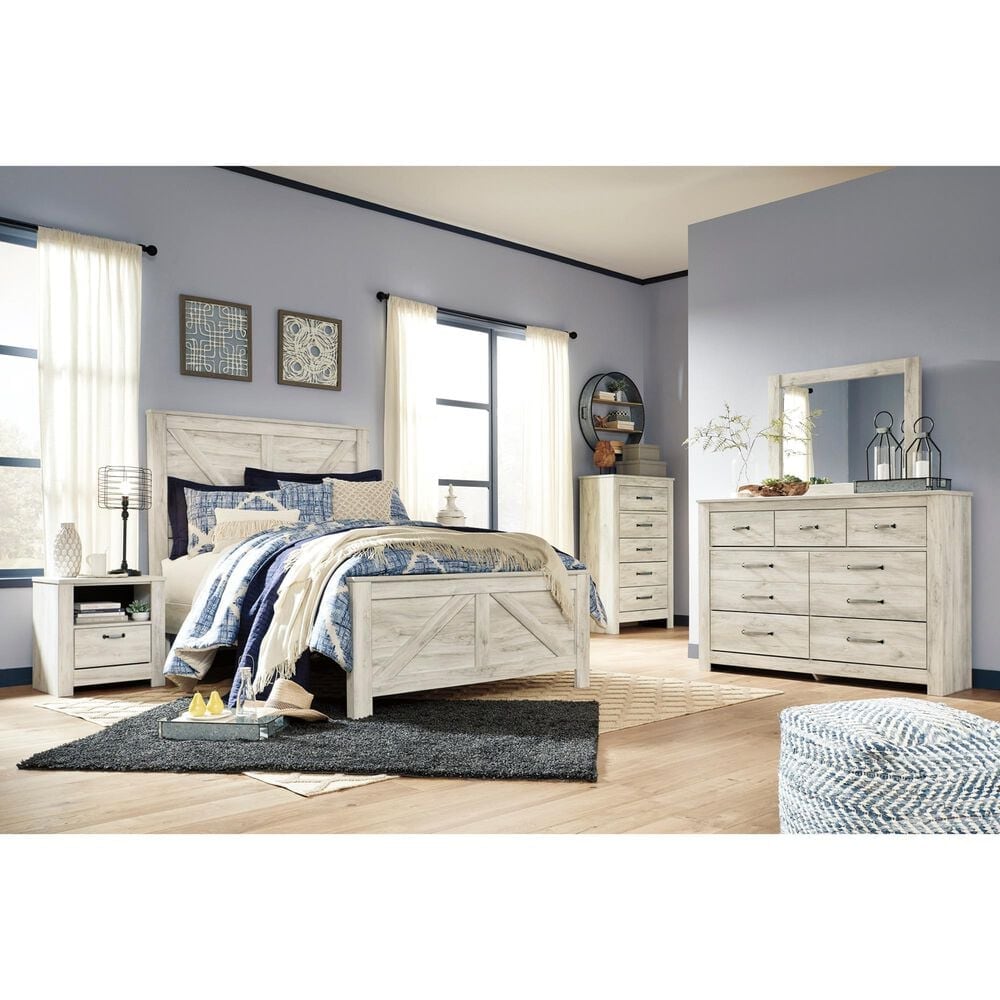 Ashley Bellaby 5-Piece Queen Panel Bedroom Set in Whitewash, , large