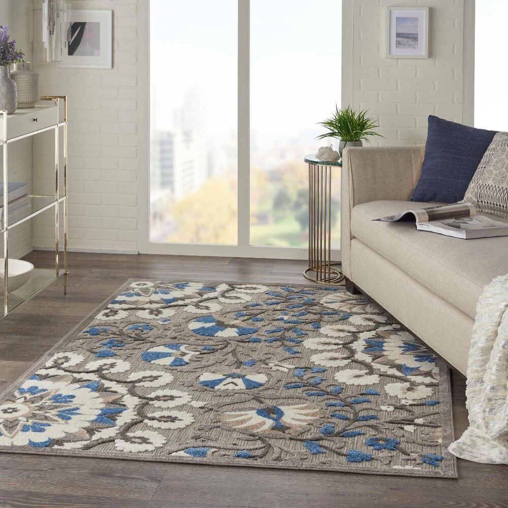 Nourison Aloha Floral 3&#39;6&quot; x 5&#39;6&quot; Grey and Multicolor Indoor/Outdoor Area Rug, , large
