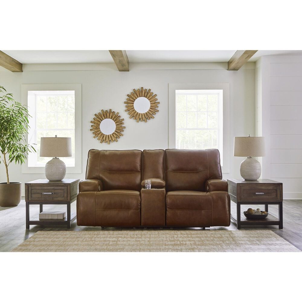 Ashley Francesca Power Reclining Loveseat with Console in Auburn, , large