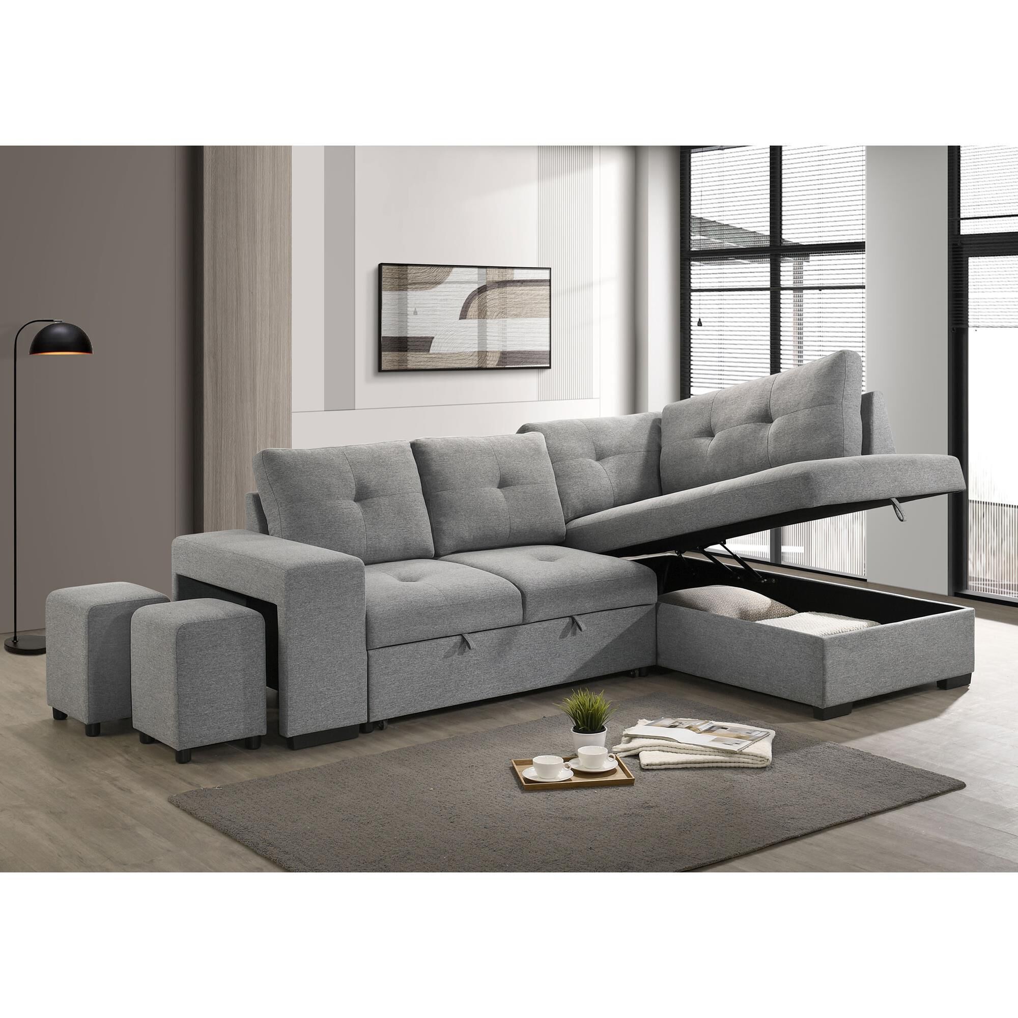 Coaster Roanne Right Facing Chaise in Grey