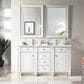James Martin Vanities Bristol 60" Double Bathroom Vanity in Bright White with Single Hole 3 cm White Zeus Quartz Top and Rectangular Sinks, , large