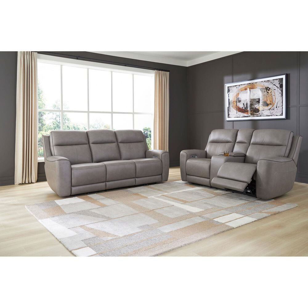 Ashley 5Z-Comfort Power Recliner Loveseat with Console and Adjustable Headrest in Coin, , large
