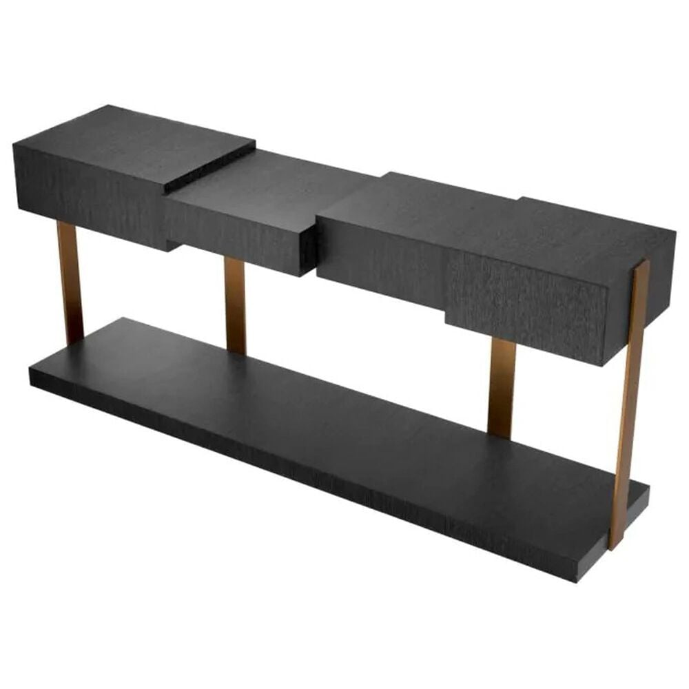 Eichholtz Nerone Console Table in Charcoal Grey and Brushed Brass, , large