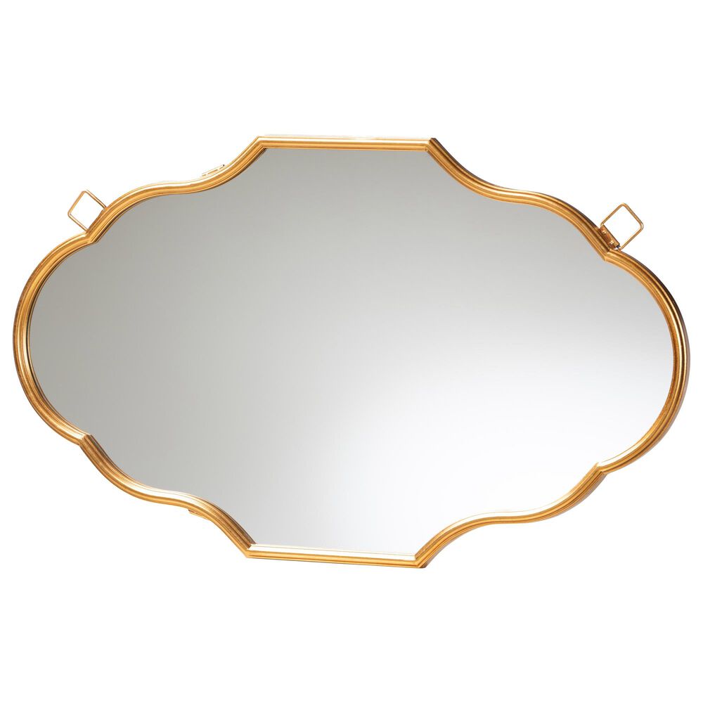 Baxton Studio Dennis Accent Wall Mirror in Gold, , large