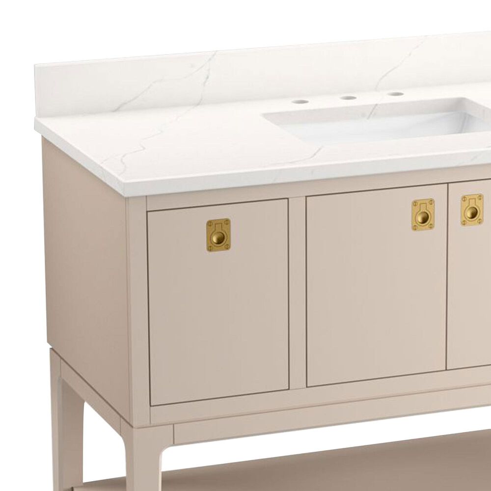 Kohler Seagrove 48" Single Bathroom Vanity in Light Clay with 3 cm White Quartz Top and Rectangular Sink, , large