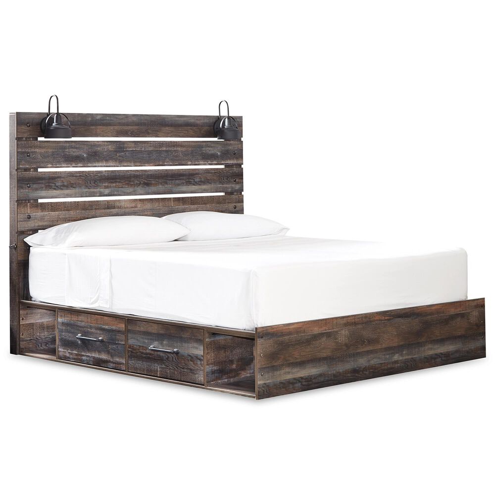 Ashley Drystan King Storage Bed with 2 Drawers in Brown Rustic, , large